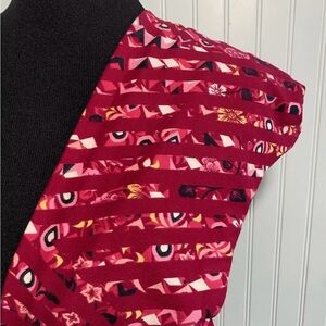 LuLaRoe New OS Leggings One Size Womens Size 2-10 Pink Floral Stripes Stretch